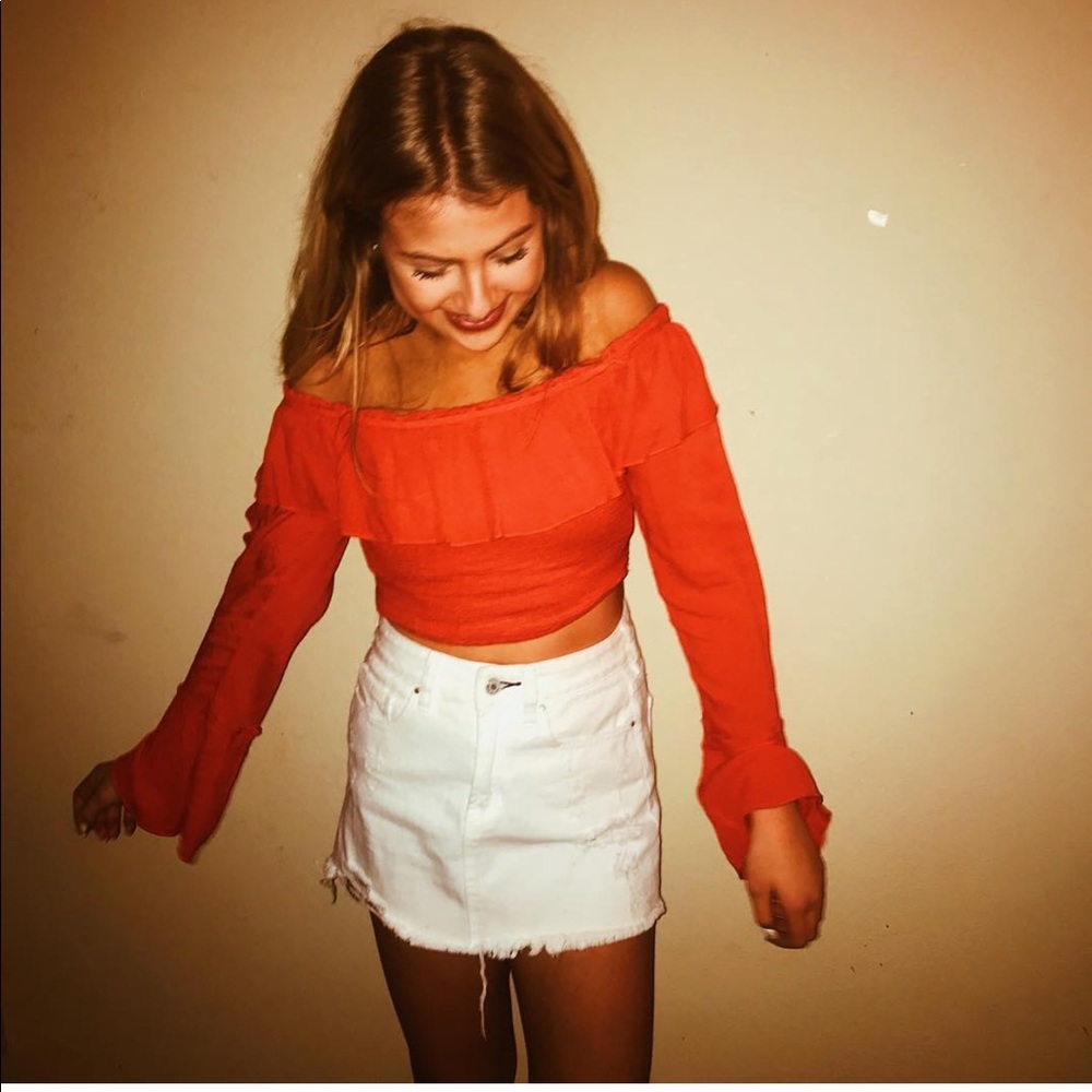 Red off the shoulder top